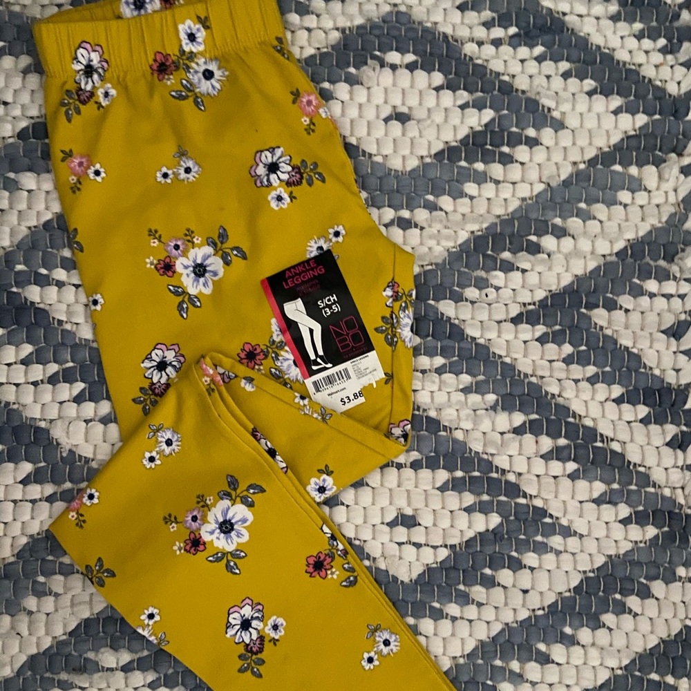 Yellow Floral Print Leggings